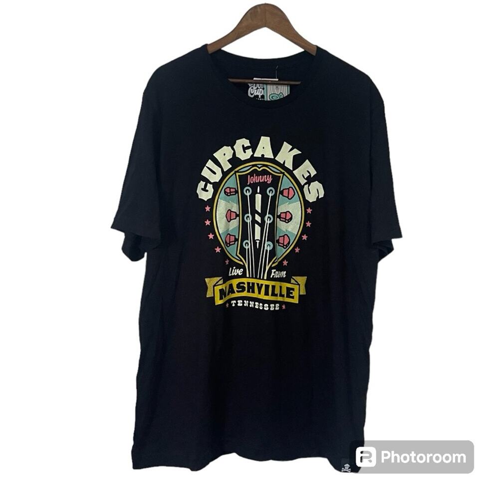 Johnny Cupcakes Live From Nashville Guitar Black Tee Women's Size 3X-Large NWT